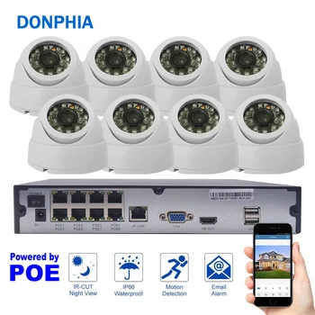 Indendørs CCTV Kamera System 1080P 8ch POE NVR+2MP Dome IP-Kamera Night Vision System til Overvågning