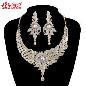 Indien Stil kvinder Bryllup Smykker Sæt Krystal halskæde, øreringe sæt Brude Fest Smykker Tilbehør peacock fashion style