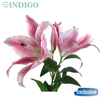 INDIGO - Silke+Latex Belægning Rigtige Touch-Pink Enorme Størrelse 3D Lily Hjem Kunstige STOR Blomst Lily Bryllup Flower Party Gratis Fragt