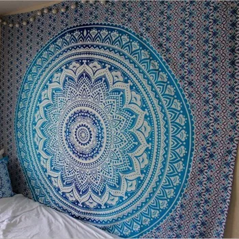 Indisk Bohemian Tæppe Farvet Trykt hjem Dekorative Mandala Gobelin 210cmx150cm 150cmx150cm Boho sengetøj, lagen