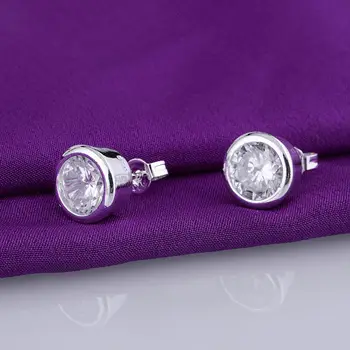 Indlagt skinnende sølv forgyldte øreringe af 925 smykker til kvinder sølv øreringe LQ-E093 AZXJVSQQ