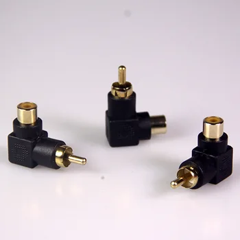Industrielle 3stk 90 Graders RCA-Konnektor til Højre Vinkel Plug-Adaptere Mand Til Kvinde M/k 90 Graders Bøjning Audio Adapter
