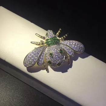 Insekt smykker sæt 925 sterling sølv med cubic zircon bi-vedhæng og øreringe fashion kvinder jewerly gratis fragt