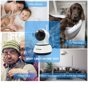 IP-Kamera Smart Wireless WiFi Kamera, WI-FI-hjemmenetværk Overvågning CCTV Sikkerhed Kamera Nat Camara Baby Monitor Indendørs Onvif P2P-Cam