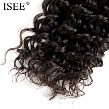 ISEE HAIR 3 Bundter Brasilianske Dyb Bølge menneskehår Bundter 10-26 Tommer Remy Hair extensions, Væver Naturlige Farve Gratis Fragt
