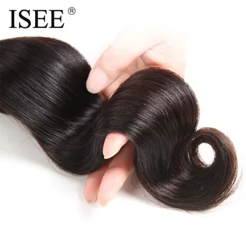 ISEE HAIR 3 Bundter Peruvianske Krop Bølge menneskehår Bundter Aftale 10-26 Tommer Remy Hair Extension Natur Farve Gratis Fragt