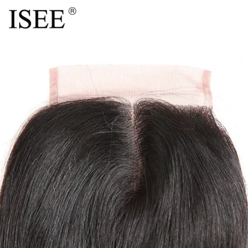 ISEE Straight Hair Lace Lukning Remy Human Hair 4