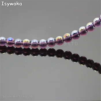 Isywaka Lilla AB Farve 80pcs 8mm Runde Glatte Glas Perler Løs Spacer Perler til gør det selv Smykker at Gøre Østrig Krystal Perler
