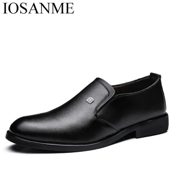 Italienske formel læder mænd sko 2018 slip på business-arbejde mokkasiner lejligheder mandlige spids tå elegant kjole oxford sko til mænd