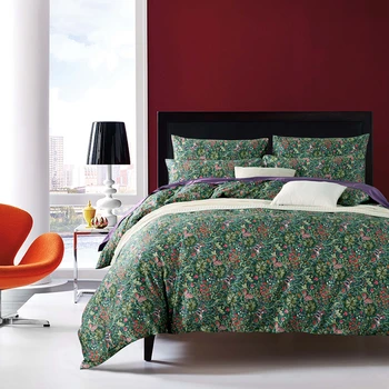 IvaRose 2017 Luksus Pastorale stil print satin bomuld strøelse sæt Queen/King size sæt 4stk seng i en pose blomster og fugle sengelinned