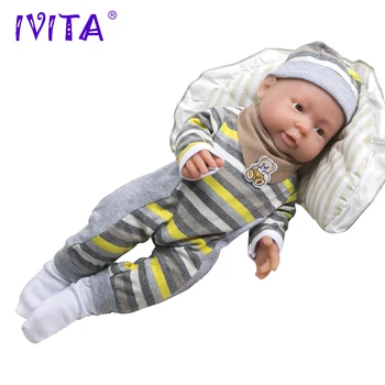 IVITA 16tommer 2kg Dreng Øjne Åbnede Silikone Reborn Dukker Baby i Live Realistisk Dukke Reborn Dukker Babyer Silicium Baby Dukker Nyfødte