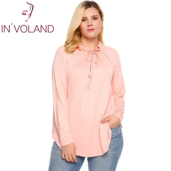 I'VOLAND Kvinder T-Shirt Stor Størrelse Afslappet O-Hals Lace-up langærmet Uregelmæssige Plisserede Solidt Brand Feminino T-Shirt i Oversize Toppe