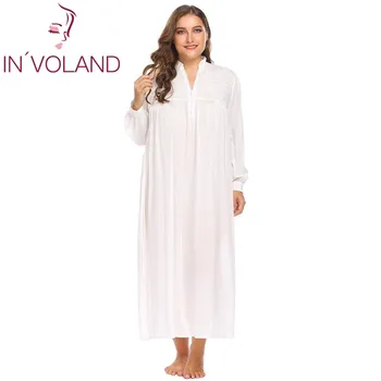 I'VOLAND Plus Size XL-5XL Kvinder Sleepshirts Nattøj Lounge Blonder Patchwork Løs Lange Store Kjole Natkjole Kjole Stor Størrelse
