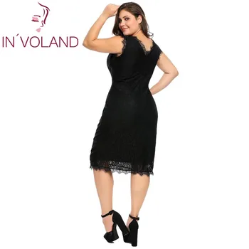 I'VOLAND Plus Størrelse 4XL Kvinder Lace Dress Wrap Foran V-Hals uden Ærmer Bodycon Part Blyant Kjoler Feminino Vestidos Stor Størrelse