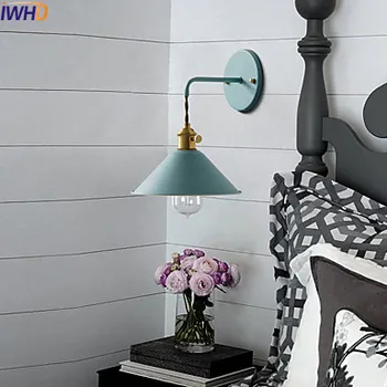 IWHD Nordiske Retro Vintage Væg lamper Farverige Skygge Edison LED væglampe Stil Loft Industrielle Væg Sconce Lamparas