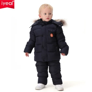 IYEAL 2017 Rusland Vinteren Børn Tøj Sæt til nyfødte Drenge Ned Cotton Coat +Buksedragt Vindtæt Ski Passer Kids Baby Tøj