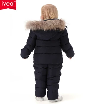 IYEAL 2017 Rusland Vinteren Børn Tøj Sæt til nyfødte Drenge Ned Cotton Coat +Buksedragt Vindtæt Ski Passer Kids Baby Tøj