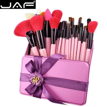 JAF 32 STK. Pink Makeup Børste Sæt Rød Naturlige Goat Hair Makeup Pensler i Gave-Box Emballage Hendes Bedste Fødselsdagsgave J32GR-P