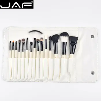 JAF Studio 15-stykke Makeup Brush Kit Super Blødt Hår PU Læder taske Holder Make Up Børste Sæt J1504C-W