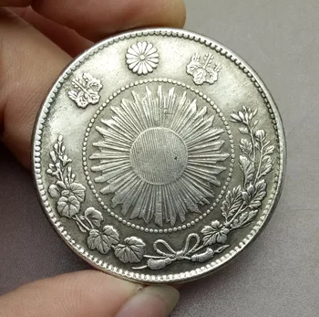 Japan 1 Yen Meiji Dragon 1870 Messing Forgyldt Sølv Kopi Mønt