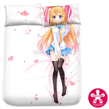 Japansk Anime Tegnefilm Nisekoi Mælk Silke madrasbetræk Lagen Monteret dække sengetæppe sengetæppet Nej 0879