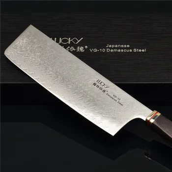 Japansk Nakiri damaskus cleaver køkkenknive 7 tommer kniv chopper køkken kniv skarpe damaskus stål knive gratis fragt 49