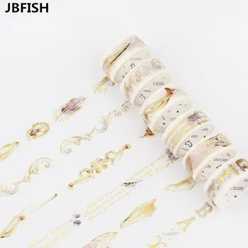 JBFISH Vintage Guld Folie Gild Japansk Washi Tape DIY Scrapbooking Indretning Papir Mærkat Retro Masking Tape Søde Stations 3100B