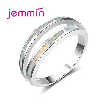 Jemmin 2017 Fine Ringe, Smykker Hvid Ild Opal Engagement Ring For Kvinder Og Mænd 925 Sterling Sølv Bryllup Band Anillos Bijoux