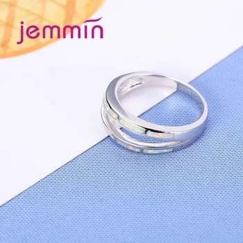 Jemmin 2017 Fine Ringe, Smykker Hvid Ild Opal Engagement Ring For Kvinder Og Mænd 925 Sterling Sølv Bryllup Band Anillos Bijoux