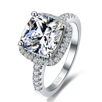 Jemmin Enkel Kvinder Crystal 925 Sterling Sølv Ringe Til Bryllup, Engagement, Smykker, Tilbehør Fine Rhinestone Anillos Gave