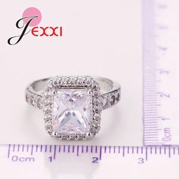 Jemmin Kvinder Engagement Bryllup med CZ Ring i 925 Sterling Sølv, Trendy Smykker Tilbehør 2016 Square Cut Finger Ring