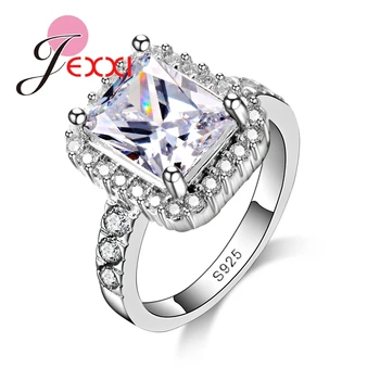 Jemmin Kvinder Engagement Bryllup med CZ Ring i 925 Sterling Sølv, Trendy Smykker Tilbehør 2016 Square Cut Finger Ring