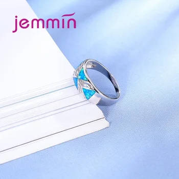 Jemmin Nye 2017 Mode Opal Ringe Kvinder Fint Bryllup Engagement Smykker 925 Sterling Sølv, Blå Ild Opal Anillos For Femme
