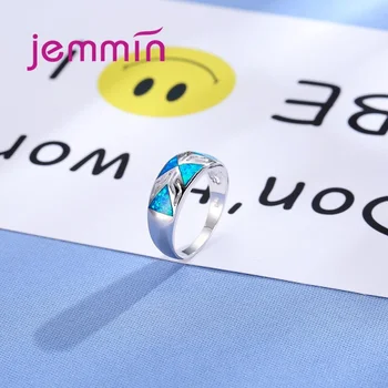 Jemmin Nye 2017 Mode Opal Ringe Kvinder Fint Bryllup Engagement Smykker 925 Sterling Sølv, Blå Ild Opal Anillos For Femme