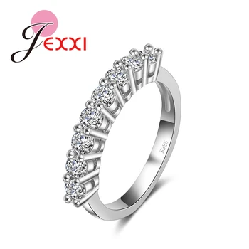 Jemmin Nye Design Crown Fuld Bling Vielsesringe 925 Sterling Sølv Klare Womens Fashion Smykker Ring