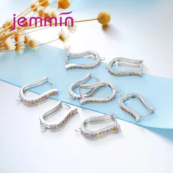 Jemmin U-Form 925 Sterling Sølv Hoop Øreringe Med Muilticolor Crystal DIY Smykker at Gøre Tilbehør Passer til Charms og vedhæng Til Kvinder
