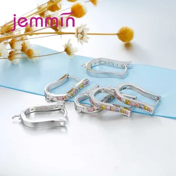 Jemmin U-Form 925 Sterling Sølv Hoop Øreringe Med Muilticolor Crystal DIY Smykker at Gøre Tilbehør Passer til Charms og vedhæng Til Kvinder