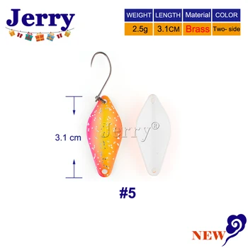Jerry 2,5 g høj kvalitet ørred lokker mini messing fiskeri skeer ferskvand agn agn spinner pesca blomster kugler enkelt kroge