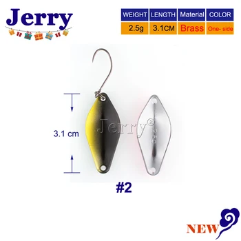 Jerry 2,5 g høj kvalitet ørred lokker mini messing fiskeri skeer ferskvand agn agn spinner pesca blomster kugler enkelt kroge