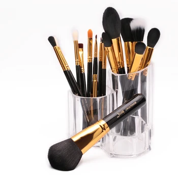Jessup 15pcs Makeup Pensler Sæt Powder Foundation pensel til Øjenskygge Eyeliner, Lip Brush Tool, Sort / Guld gør op Kosmetiske skønhed