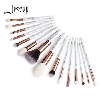 Jessup børster 15pcs Perle Hvid/Rose Gold Professionel Makeup Pensler Sæt Makeup Brush Tools kit Foundation Pulver T222