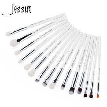 Jessup Børster 15Pcs Perle Hvid/Sølv Professionel Makeup Pensler Sæt Kosmetik Børste Værktøjer kit Eye Liner Shader T237