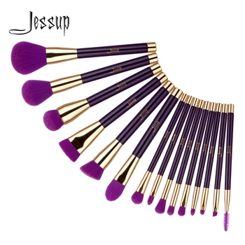 Jessup pensler pensel sæt 15pcs makeup pensler foundation kit pulver værktøjer eyeshadow blanding øjenbryn børster T114