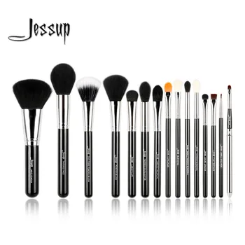 Jessup Pro 15pcs Makeup Pensler Sæt Sort/Sølv Kosmetiske Gøre op Powder Foundation Eyeshadow Eyeliner, Lip Brush Tool skønhed