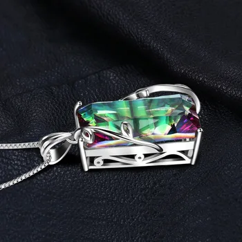 JewelryPalace 16ct Naturlige Fire Rainbow Mystic Topas Halskæde Charme Massiv 925 Sterling Sølv Vintage Mode Kvinder Smykker