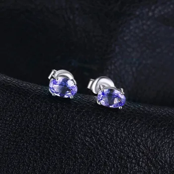 JewelryPalace 925 Sterling Sølv 1ct Naturlige Tanzanit Stud Øreringe Erklæring Mode Øreringe til Kvinder Fine Smykker