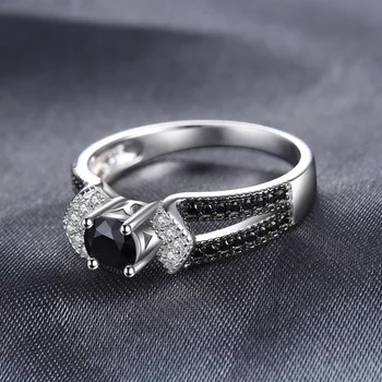 JewelryPalace Elegante 0.8 ct Naturlig Sort Spinel Bryllup Bands Ringe Til Kvinder i Ægte 925 Sterling Sølv Statement Smykker
