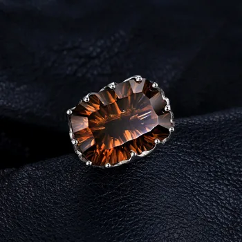 JewelryPalace Enorme Unikke Konkave 20ct Ægte, Naturlig Smoky Quartz Ring Massiv 925 Sterling Sølv Ringe for Kvinder Fine Smykker