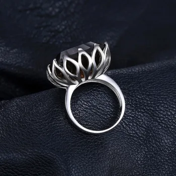 JewelryPalace Enorme Unikke Konkave 20ct Ægte, Naturlig Smoky Quartz Ring Massiv 925 Sterling Sølv Ringe for Kvinder Fine Smykker
