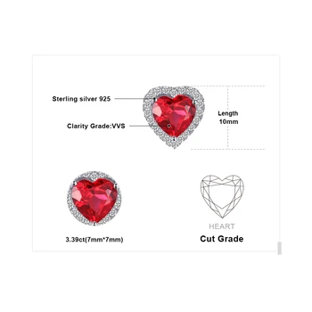 JewelryPalace Hjertet 4ct-Pigeon Blood Red Rubin Stud Øreringe Massiv 925 Sterling Sølv Smykker Til Kvinder Mode Bryllup Øreringe